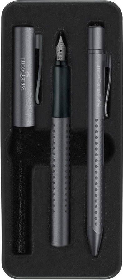 Cadeauset Grip Edition antraciet met Faber-Castell vulpen en balpen Luxe geschenkset met M vulpen en XB balpen