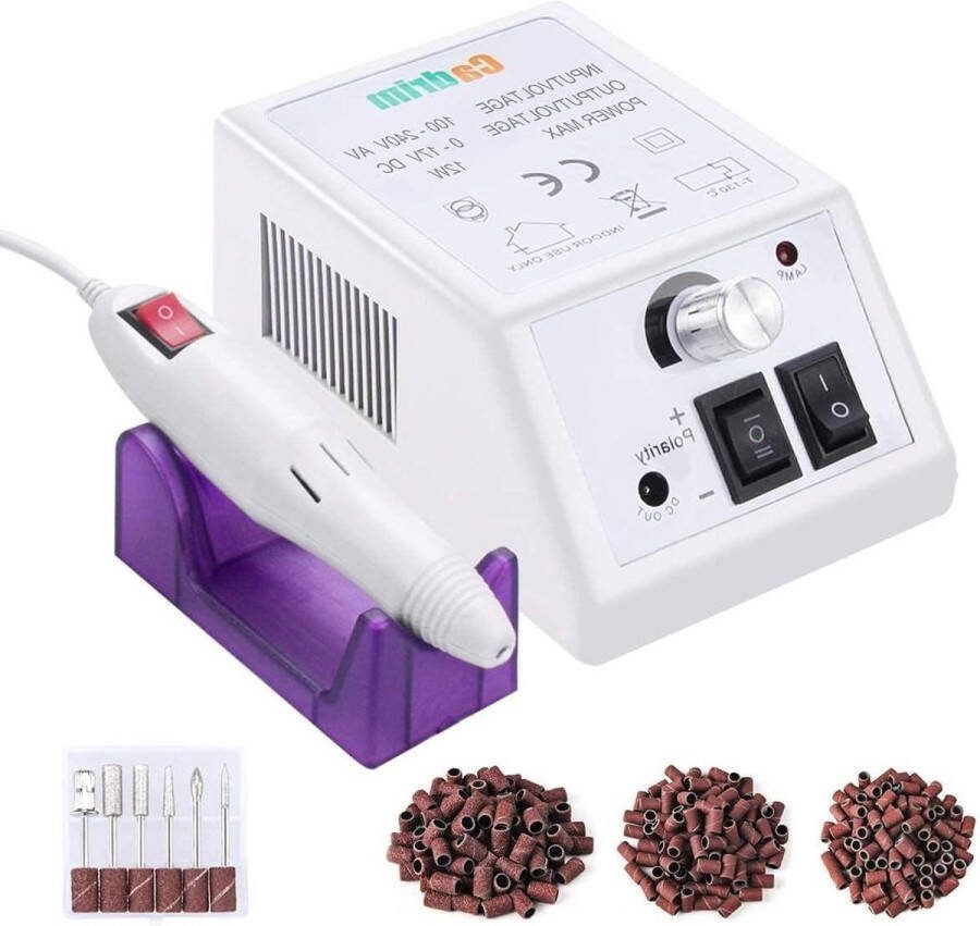 Cadrim Elektrische Manicure Nagelmachine Pedicure Schuurmachine met 6 Opzetstukken voor Salon Festival Geschenken Nagelvijl elektrisch