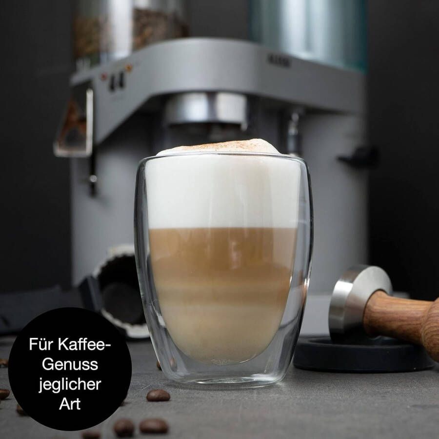 Caffé Italia Torino 6 x 250 ml dubbelwandige glazen thermoglazen voor cappuccino thee warme en koude dranken vaatwasmachinebestendig