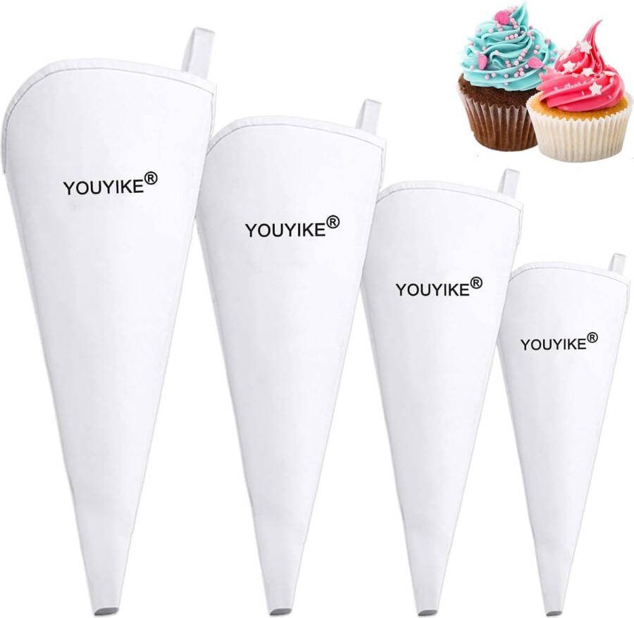 Cake Decoratie Set: Herbruikbare Spuitzakken in Vier Maten voor Bakken en Decoreren
