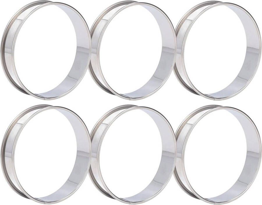 Cakevorm Crumpet Ringen Engelse Muffin Ring Pastry Ring Dubbel Volume Gemakkelijk Ontvormen DIY Roestvrij Stalen Ring Mallen Thuis Voedsel Maken Tool 6 PCS 10CM