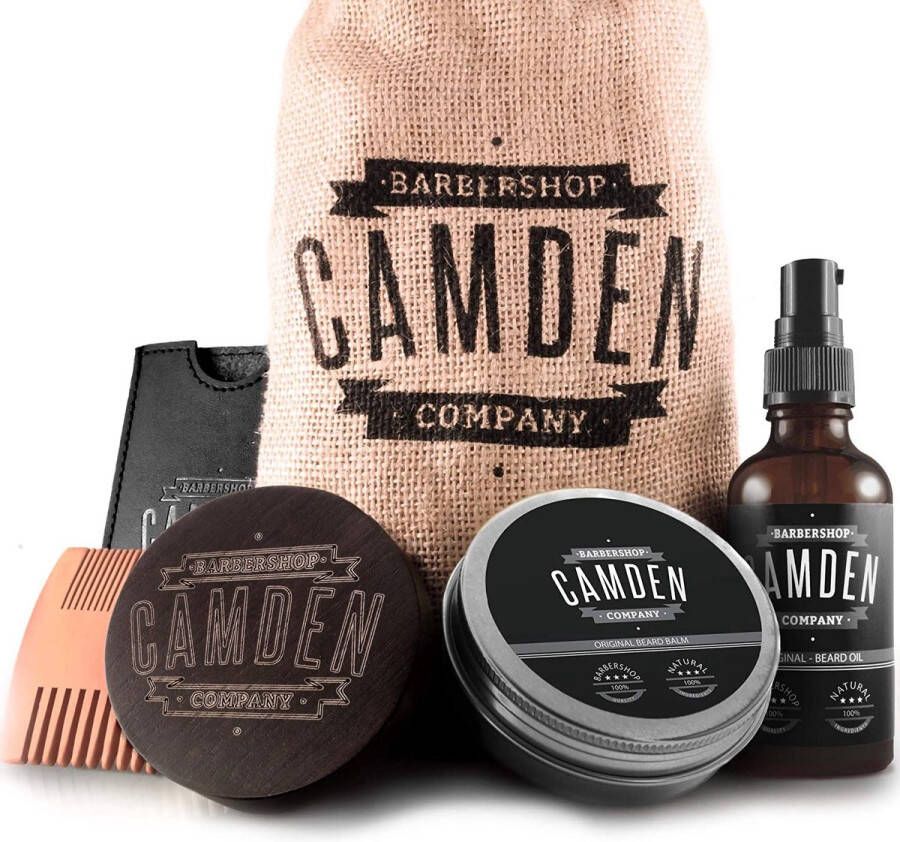 Premium Camden Baardverzorging Set ● 100% Natuurlijk Verzorgingsset ● Inclusief baardolie Baardwax Borstel & e-Boek ● Cadeauset voor Mannen