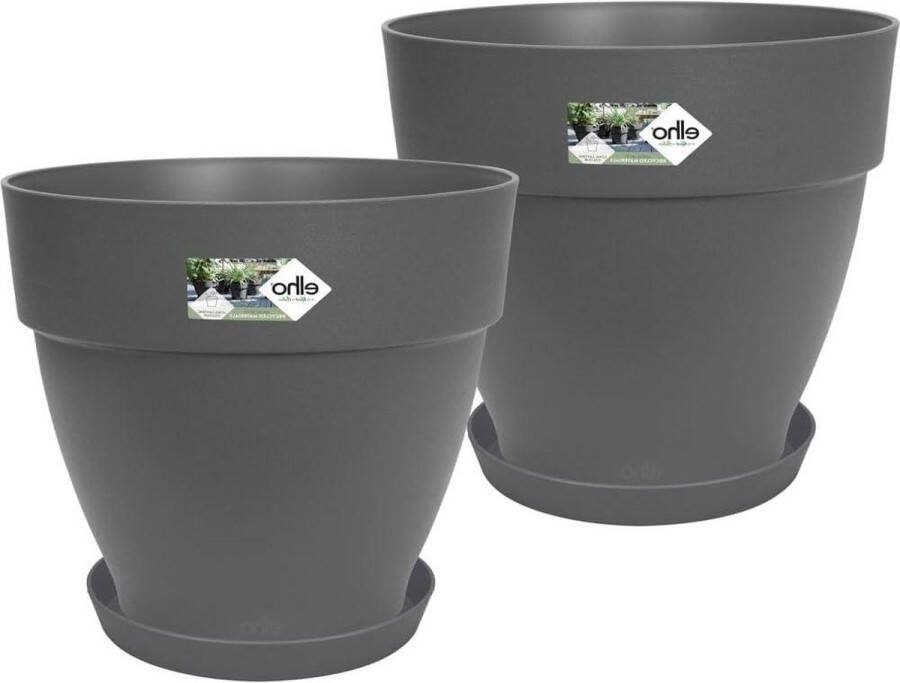 Campana Rond 30 Bloempot Schotel 100% Gerecycled Plastic Set van 2 Antraciet