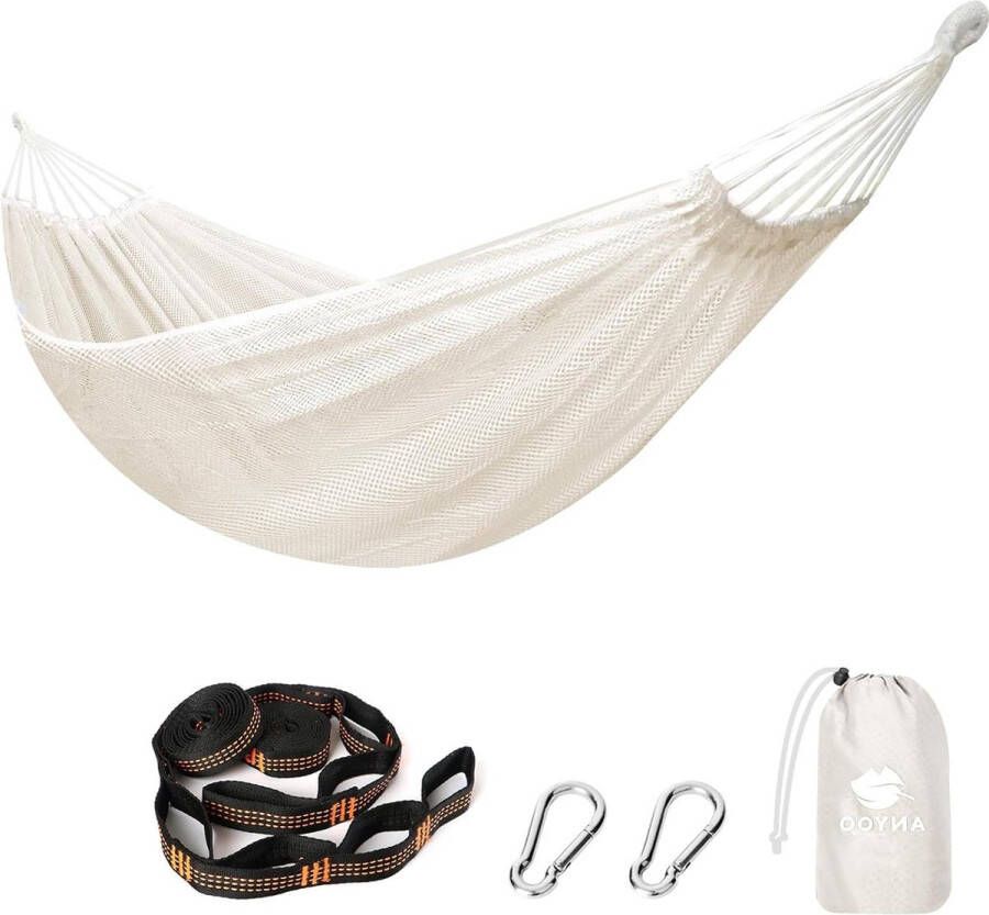 Camping Hangmat Ademende Stof Hangmat met Boomriemen Stevige Hangmat Tot 450 Lb Draagbare Hangmat met Reistas Tuin Buiten Indoor Patio Achtertuin hangmat