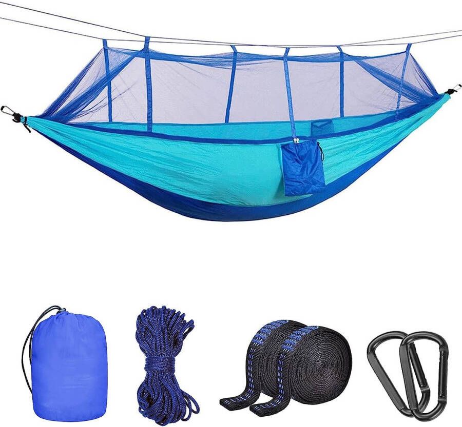 Camping hangmat met muggennet draagbare dubbel- enkele reishangmat insectennet 210D nylon hangmat schommel voor achtertuin camping rugzakreizen survival reizen