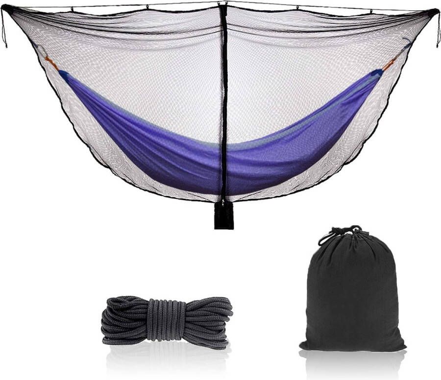 Camping hangmatnet licht outdoor muggennet 360 graden beschermd polyesternet met dubbele ritssluiting touw en opbergtas (zonder hangmat)