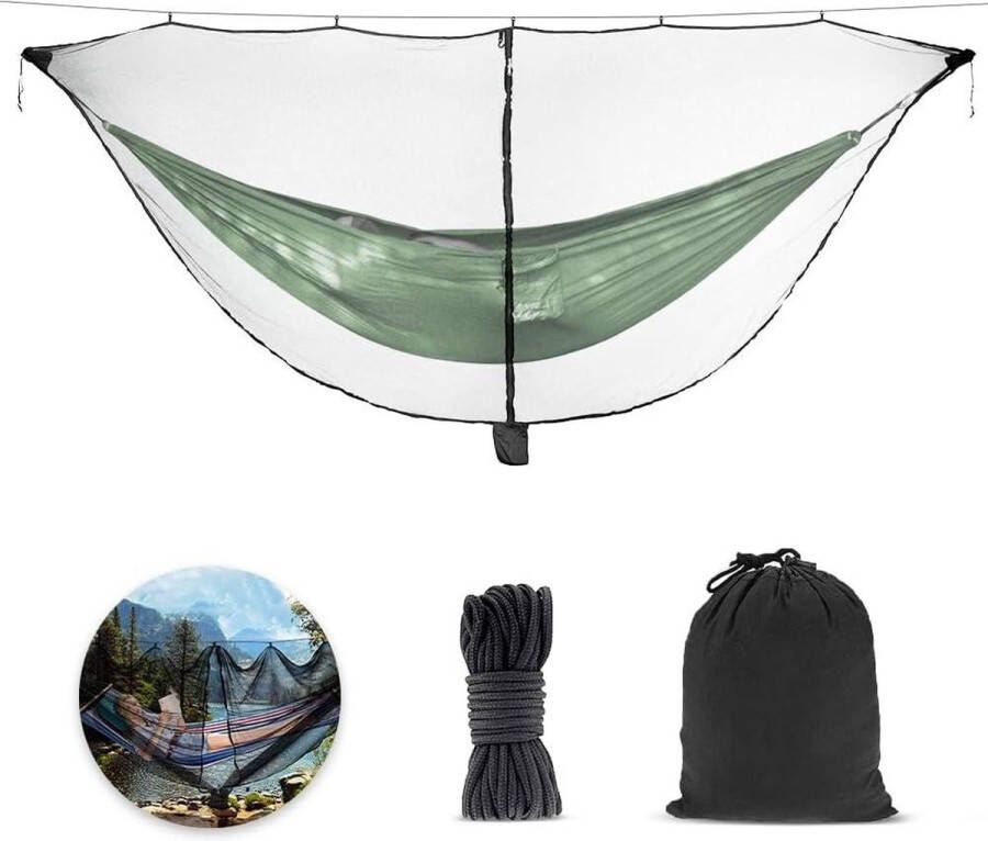 Camping hangmatnet met tweeweg-ritssluiting voor lichtgewicht buitenmuggennet 360 graden bescherming draagbaar en polyesternet voor tuin camping en strand hangmat