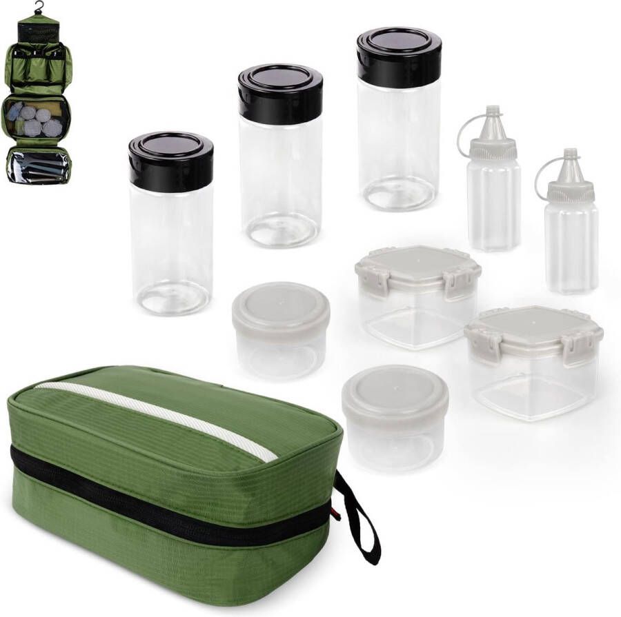 Camping keukenhulp kruidenpottenset met waterdichte tas voor camping kookgerei servies klein en draagbaar geschikt voor outdoor wandelen bergbeklimmen campingset voor rugzakken
