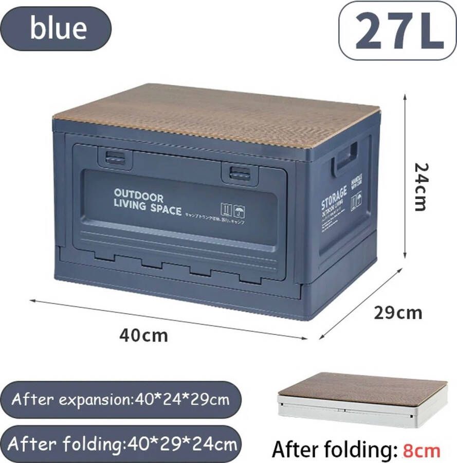 Camping opbergdoos Opbergkrat Voorraadkist Camping tafel Camping stoel Camping box Picnic Krat Opslagbox 27 liter Blauw