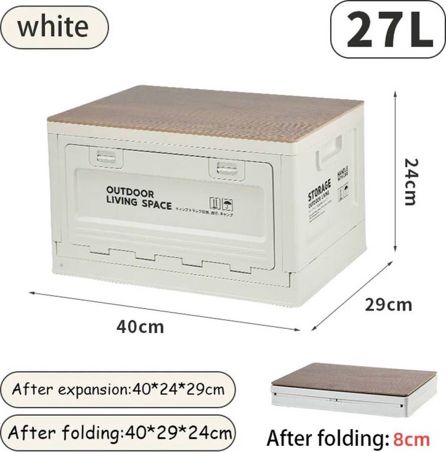 Camping opbergdoos Opbergkrat Voorraadkist Camping tafel Camping stoel Camping box Picnic Krat Opslagbox 27 liter Wit