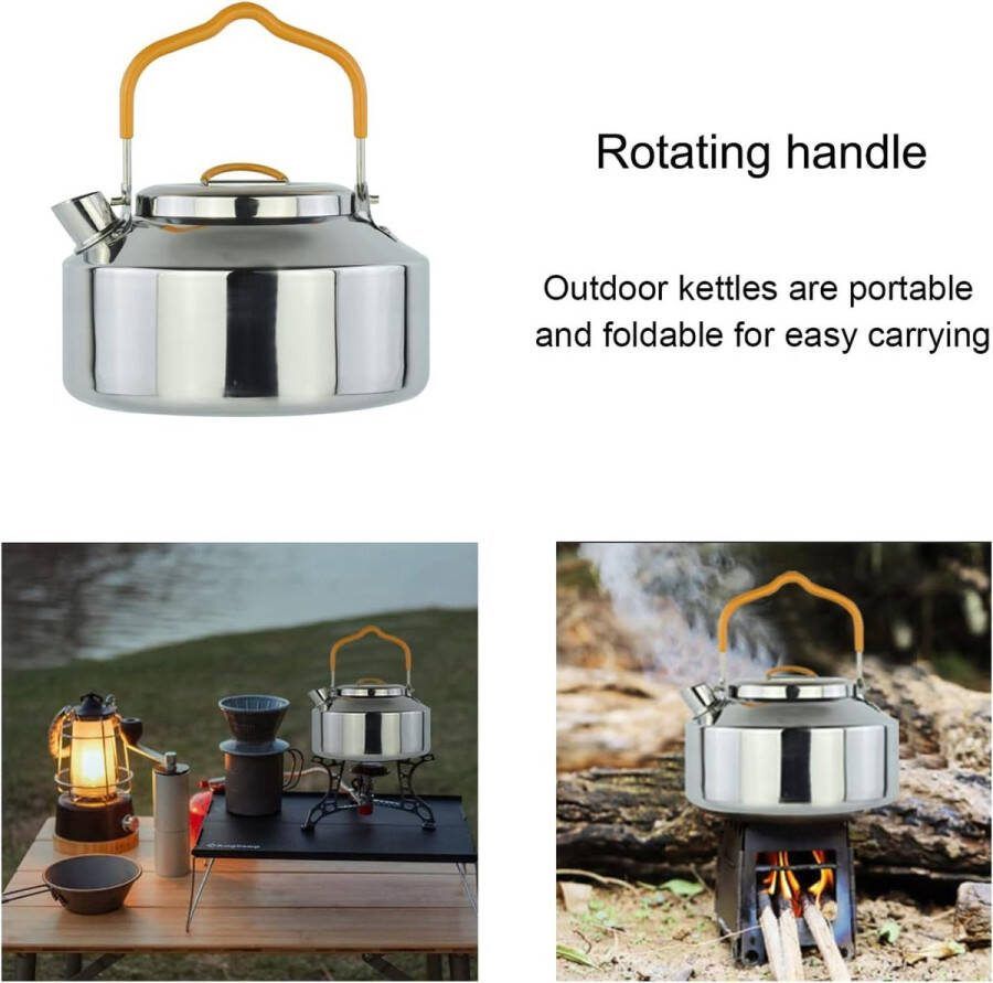 Camping Theeketel Koffiepot Ketel Servies Theepot en roestvrijstalen mok Kookgerei Ideaal voor buiten Picknick Wandelen 1 0 L