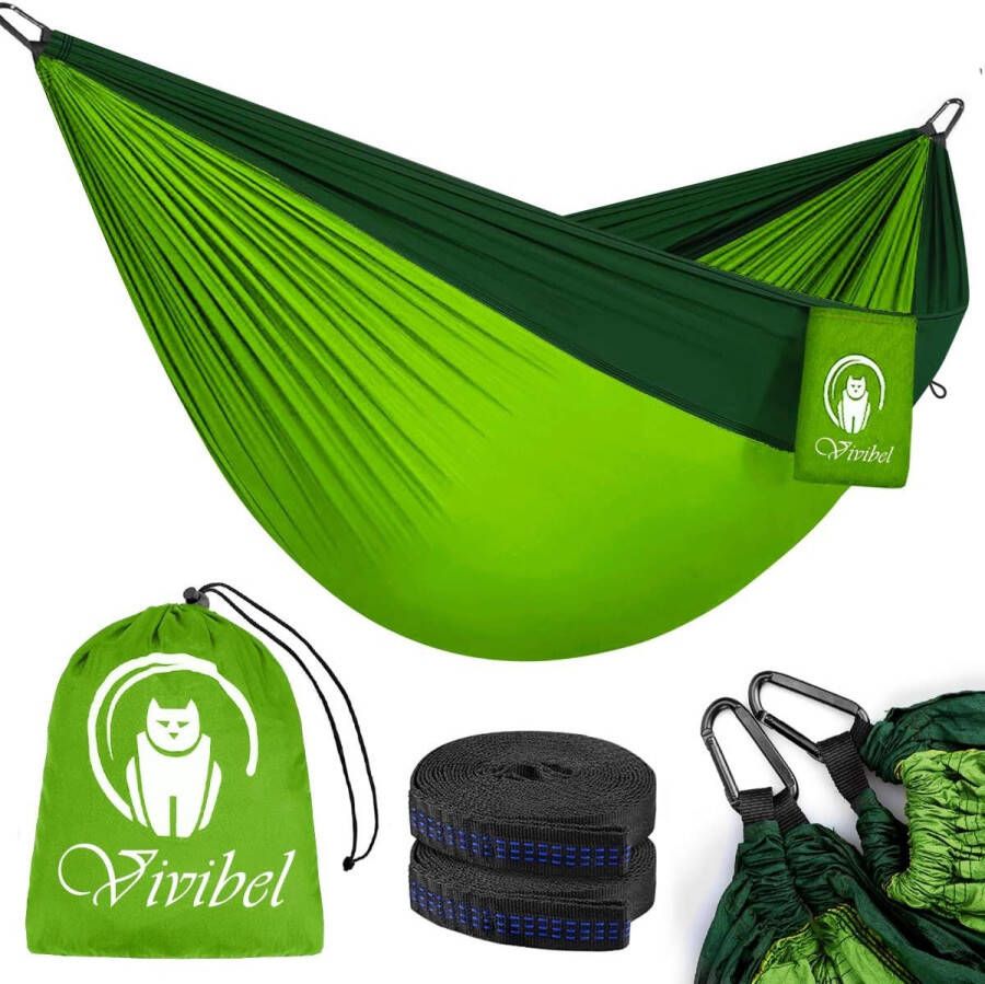 Campinghangmat outdoor hangmat voor 2 personen 300 kg draagvermogen 275 x 140 cm ultralicht ademend nylon parachutemateriaal reishangmat voor outdoor tuin en strand
