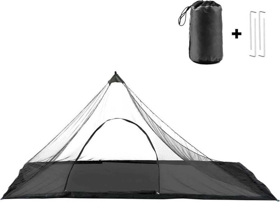 Campingtent klamboe met ritssluiting en draagtas 220 x 120 x 100 cm klamboe buiten muggenbeschermingstent voor wandelen vissen en tuin