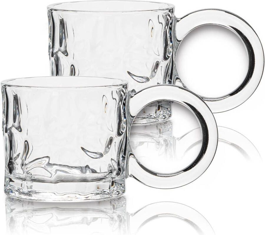 Cappuccino kopjes glas latte macchiato glas borosilicaatglas koffiekopjes glas 2-delige set 250 ml koffieglas theeglazen met handvat voor cappuccino latte macchiato thee ijs melk bier (letsjer)