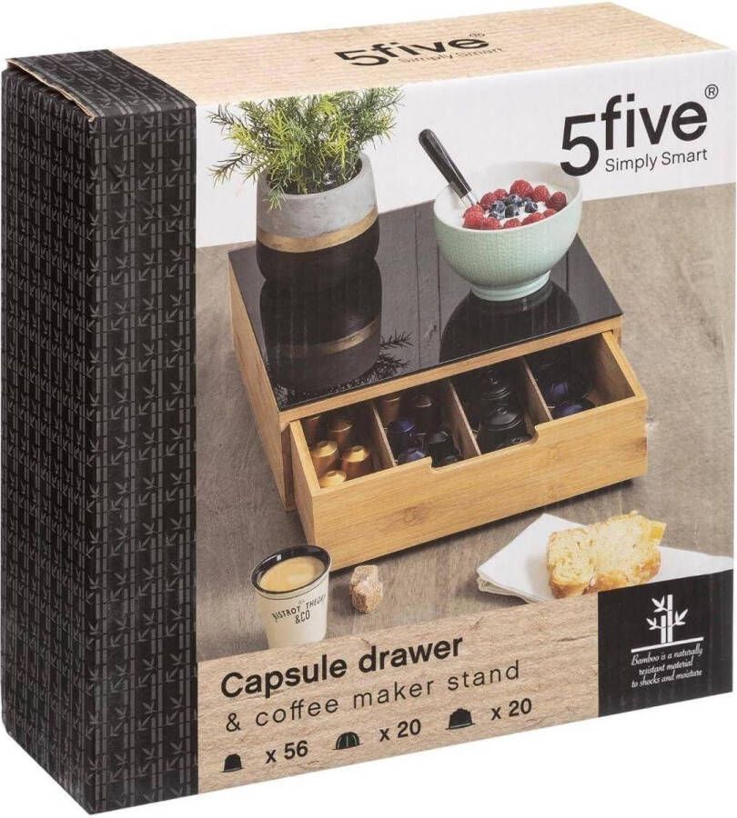 Capsulehouder 1 lade bamboe opbergbox voor koffiecapsules