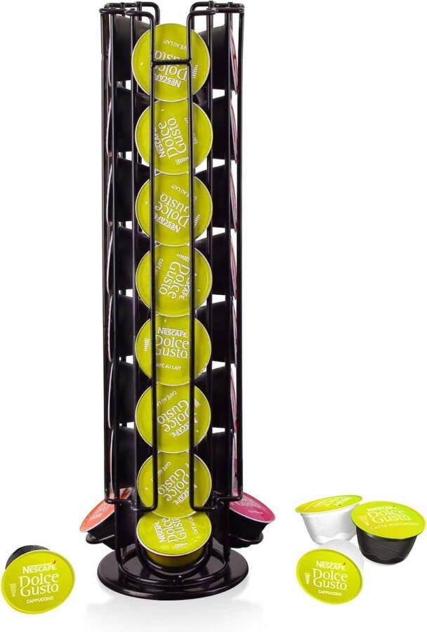 Capsulehouder (32 stuks) Draaibare capsulestandaard voor het opbergen van koffiecapsules zwart