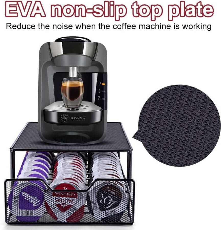 Capsulehouder 54 stuks lade voor koffiepads opbergruimte accessoires voor koffiecapsules capsuledispenser capsulestandaard stijlvol zwart