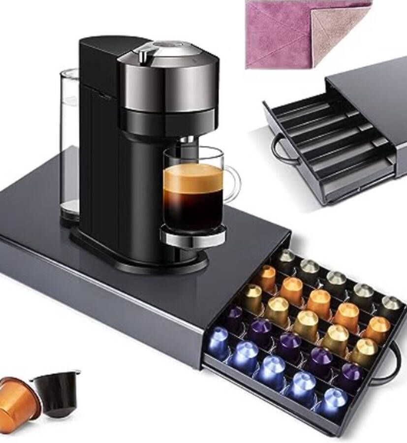 Capsulehouder koffiecapsulehouder lade voor 45 capsules koffiemachinestandaard organizer met 1 microvezeldoek