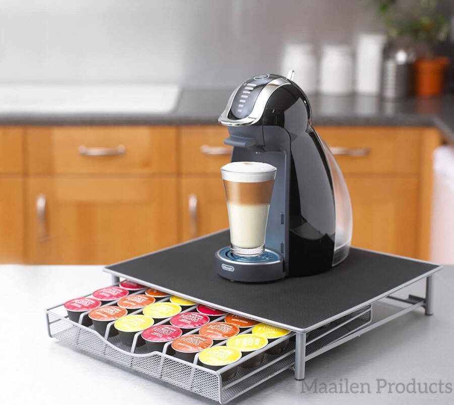 Capsulehouder met Uitschuifbare Lade Geschikt voor Dolce Gusto Cups Koffie cup houder 36 Cups RVS Zilver