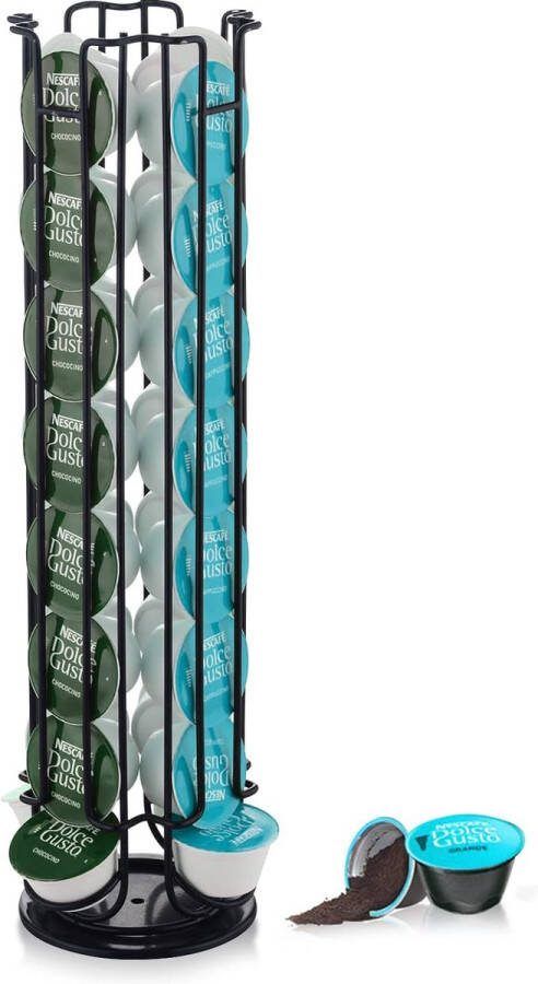 Capsulehouder voor 32 stuks draaibare capsuledispenser houder voor koffiecapsules stijlvolle capsulehouder voor het opbergen grote capaciteit (capsules niet inbegrepen) zwart