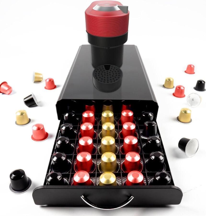 Capsulehouder voor 50 Nespresso-koffiecapsules Roestvrij staal zwart Meer orde en ruimte capsulehouder nespresso