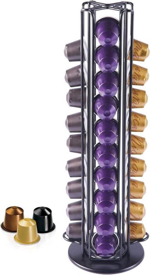 Capsulehouder voor Nespresso-koffiecapsules Roterende capsuledispenser voor 40 OriginalLine koffiecapsules Zwart capsulehouder nespresso