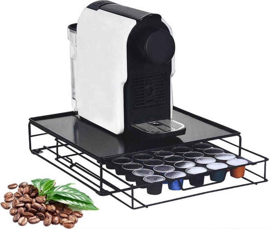 Capsulehouder voor van 40 koffiecapsules voor capsulemachine lade voor het opbergen van koffiepads ladedoos capsuledispenser met antislipoppervlak voor keuken zwart