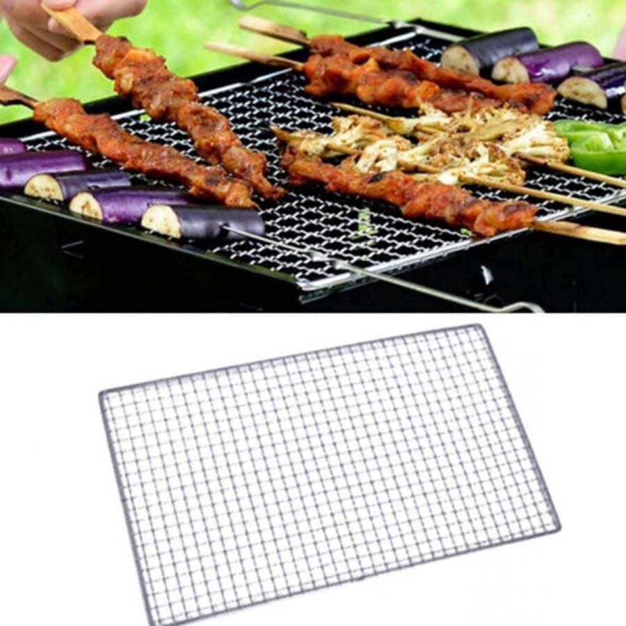 Carbon Grillnet Roestvrij Stalen Grillrooster 38 x 50 cm Picknick Tuin Outdoor Barbecue