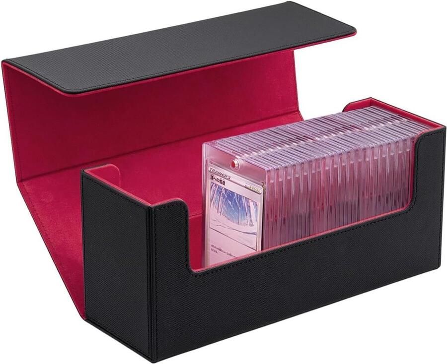 Card Deck Box Voor 800+ Mtg Gathering Cards Nieuw Ongestikt Magnetische Kaarthouder 35pt Magic Commander Tcg Zwart En Rood