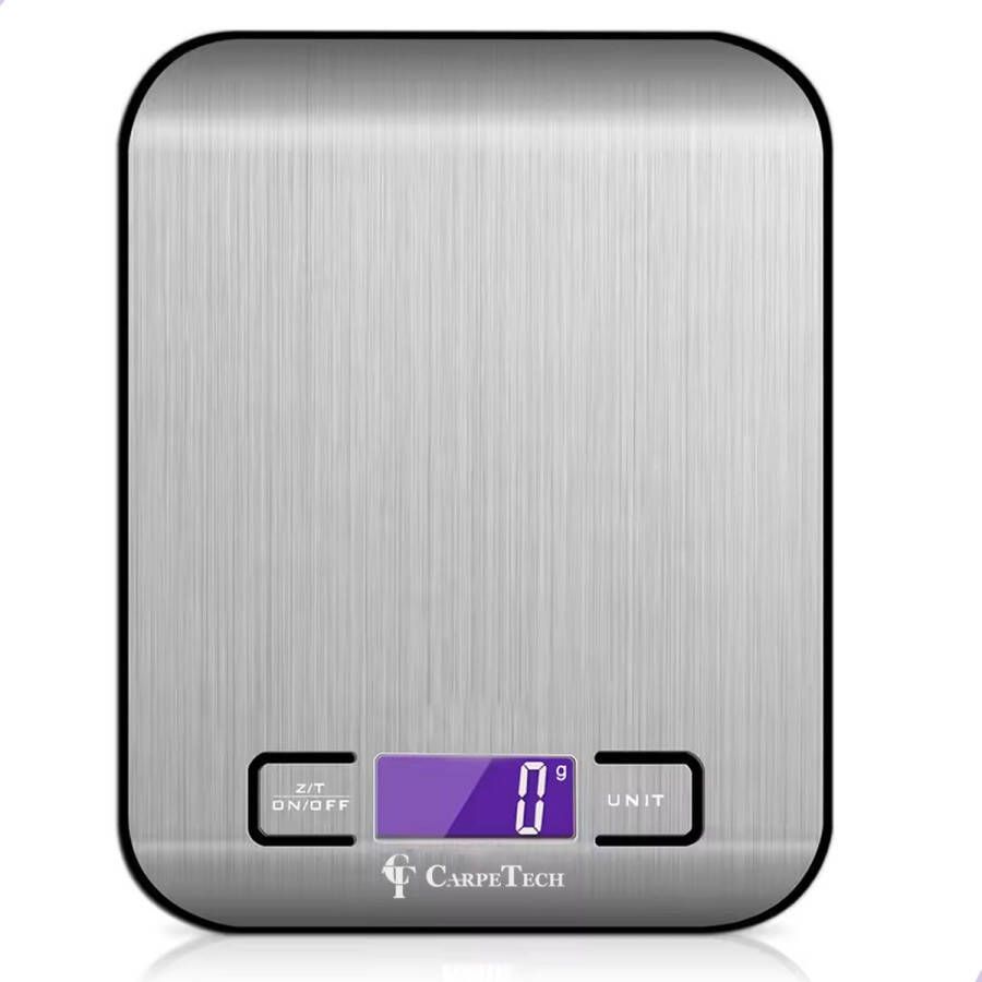 CarpeTech Digitale Keukenweegschaal Precisie Keukenweegschaal Digitaal- Tarra Functie tot 10kg Gratis batterijen