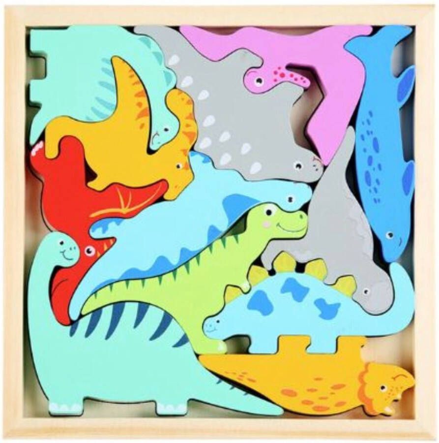 Cartoon 3D Puzzels Dieren Dino Leren Montessori Puzzel Houten spel Educatief speelgoed voor Kinderen