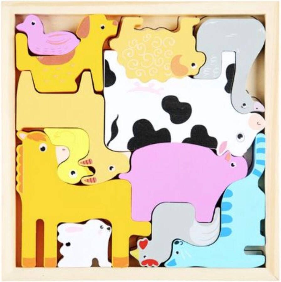 Cartoon 3D Puzzels Dieren Leren Montessori Puzzel Houten spel Educatief speelgoed voor Kinderen