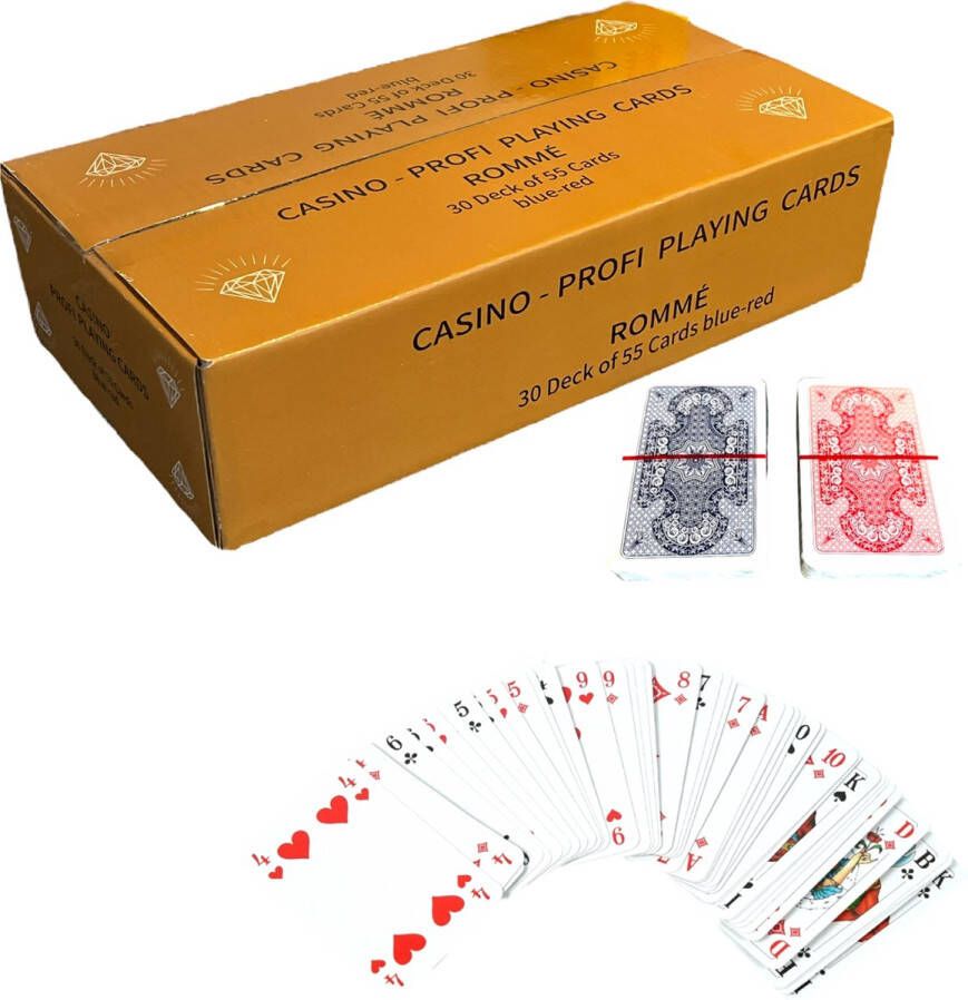 Merkloos Casino Profi Playing Cards 60 x 55 Speelkaarten 30 x Rood & 30 x Blauw 9 2 x 5 9 cm