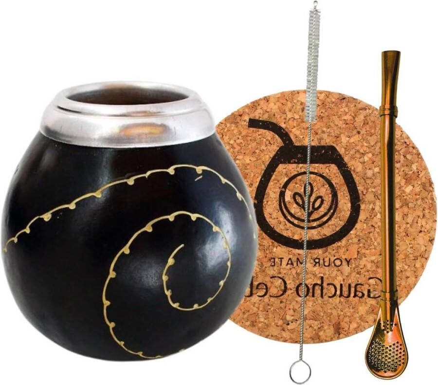Cebar Set Yerba Mate thee Natuurlijke kalebas Pompoenbeker RVS rietje Bombilla rietje Yerba Mate tea borstel Kurkpad Yerba Mate Cup