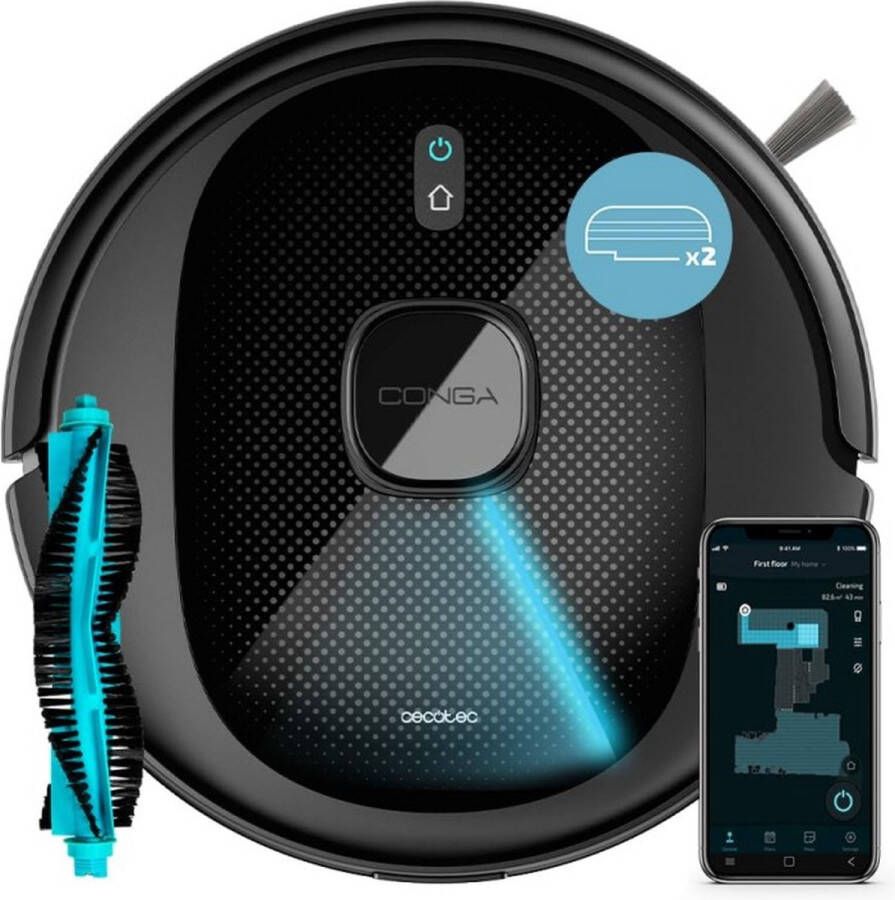 Cecotec Conga 7490 Immortal X-Treme Robotstofzuiger met lasernavigatie 4-in-1 reiniging: vegen zuigt schrobt en veegt 3000 P