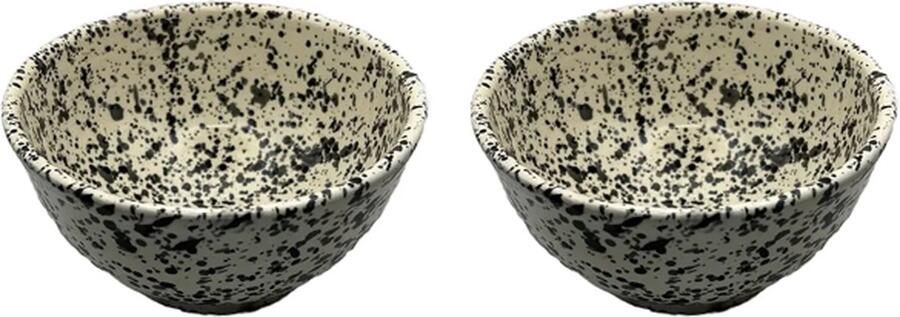 Cemaro Soepkom Keramiek Handgemaakt Zwart Ø14cm H8cm Set van 2
