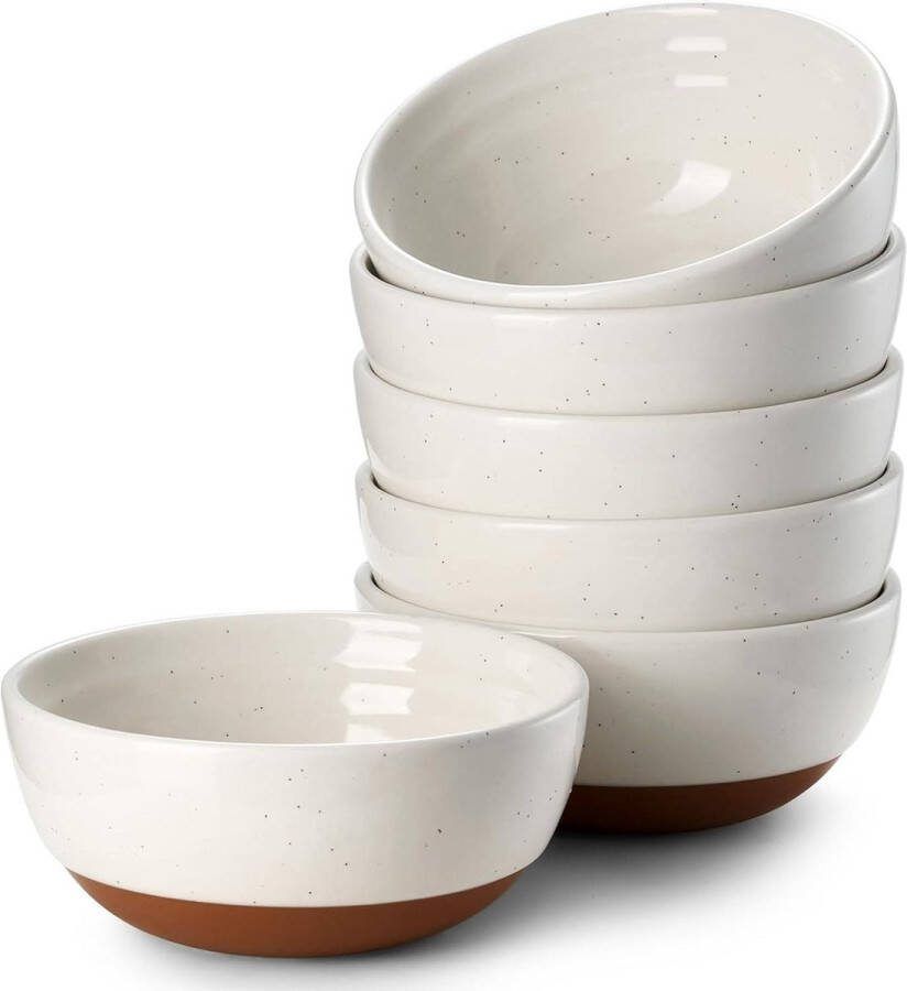 Ceramic Bowl Set van 6 Dessertkommen 270 ml Porselein voor Muesli Rijst Tapas Bijgerechten Magnetron- en Vaatwasmachinebestendig Albastwit