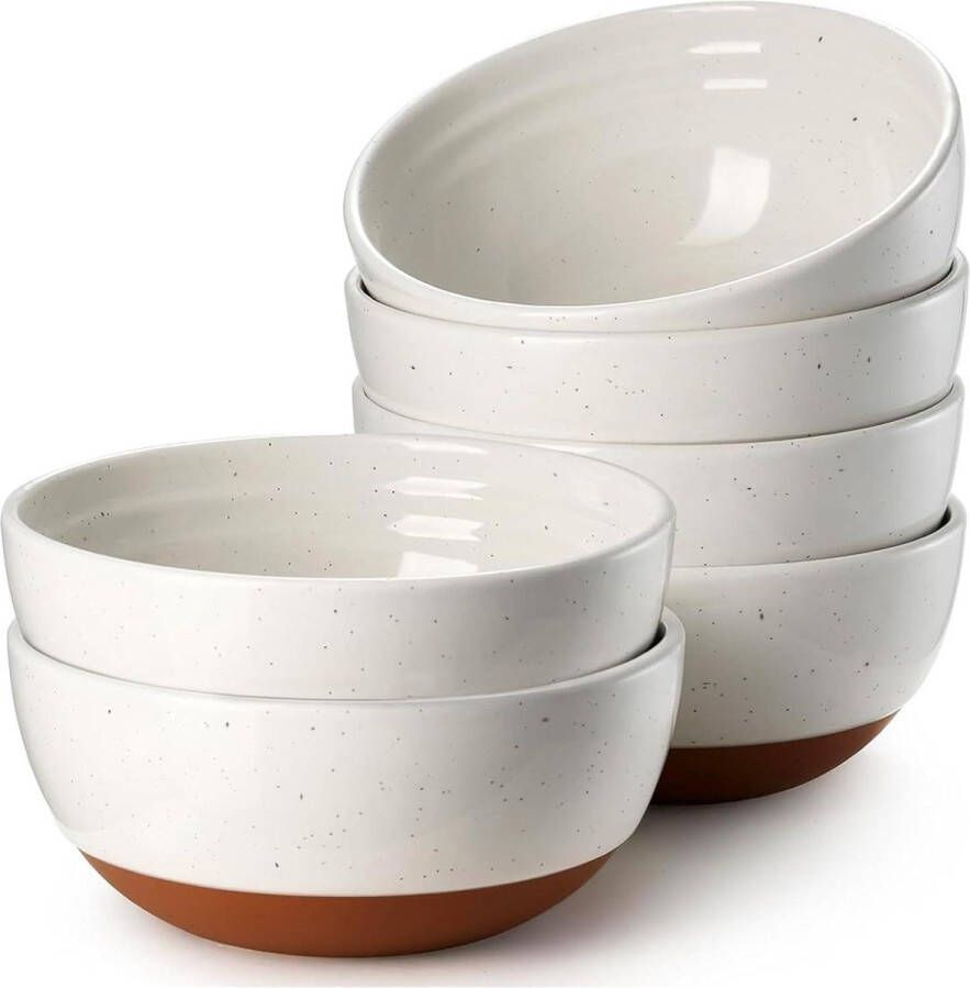 Ceramic Bowls sets 6-delige keramische kommenset 680 ml mueslikommen voor dessert soepen salade porselein magnetron- en vaatwasmachinebestendig albastwit