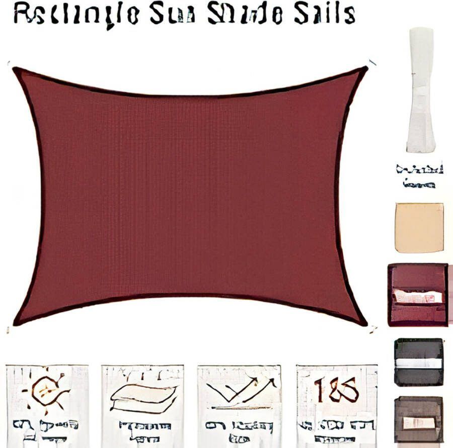 Chaduwzeil zonnescherm rechthoekig 2x3m schaduwdoek 185g m² HDPE stof UV Beschermer Schaduwzeilen voor tuin buiten terras zwembad balkon met touw Terracotta