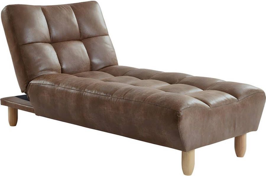 Vente-unique Méridienne Klik-Klak van gerijpte microvezel ESTEBAN chocolade vintage L 84 cm x H 87 cm x D 165 cm