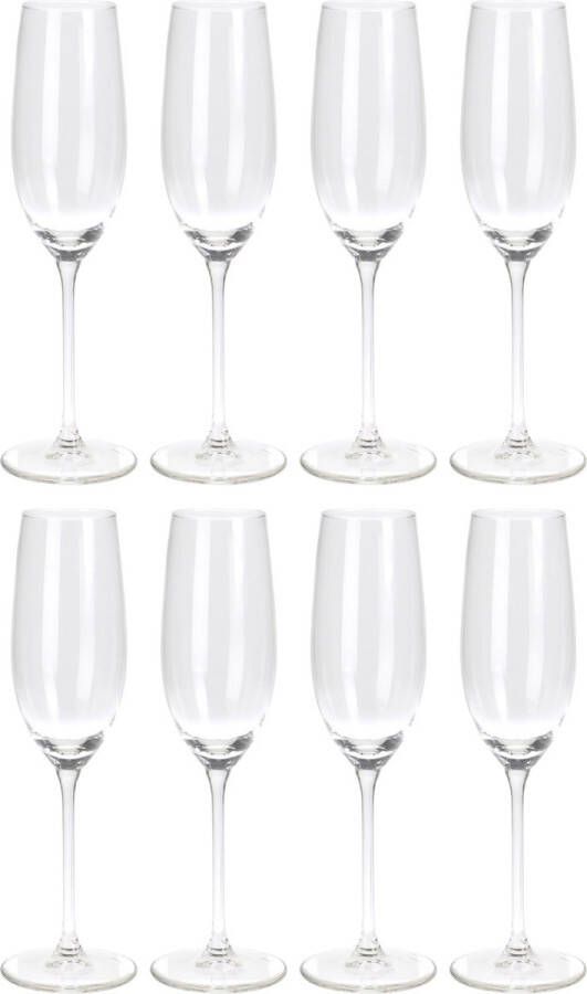 Champagneglazen 16x transparant glas 210 ml proseccoglazen