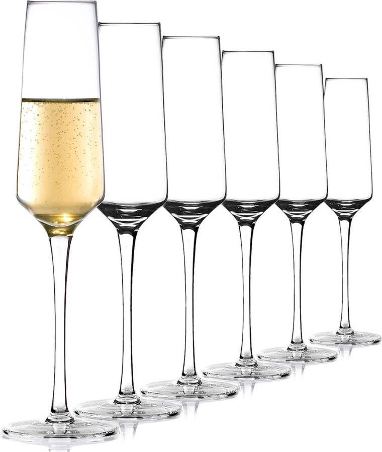 Champagneglazen 6 Stuks Champagneglazen Set Champagneglas 220ml Hoge Kwaliteit Vaatwasserbestendig