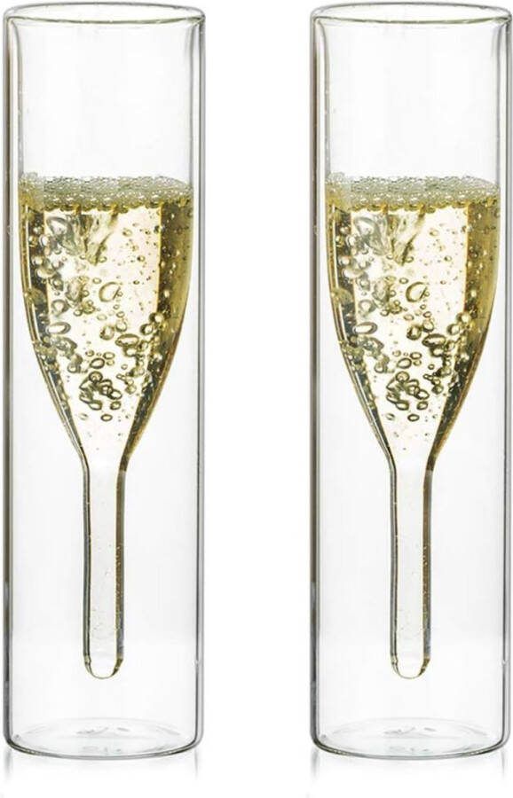 Champagneglazen Dubbelwandig Toastglazen Met Kristalglas Borosilicaatglas Glazen Voor Bruiloften Feesten Bars