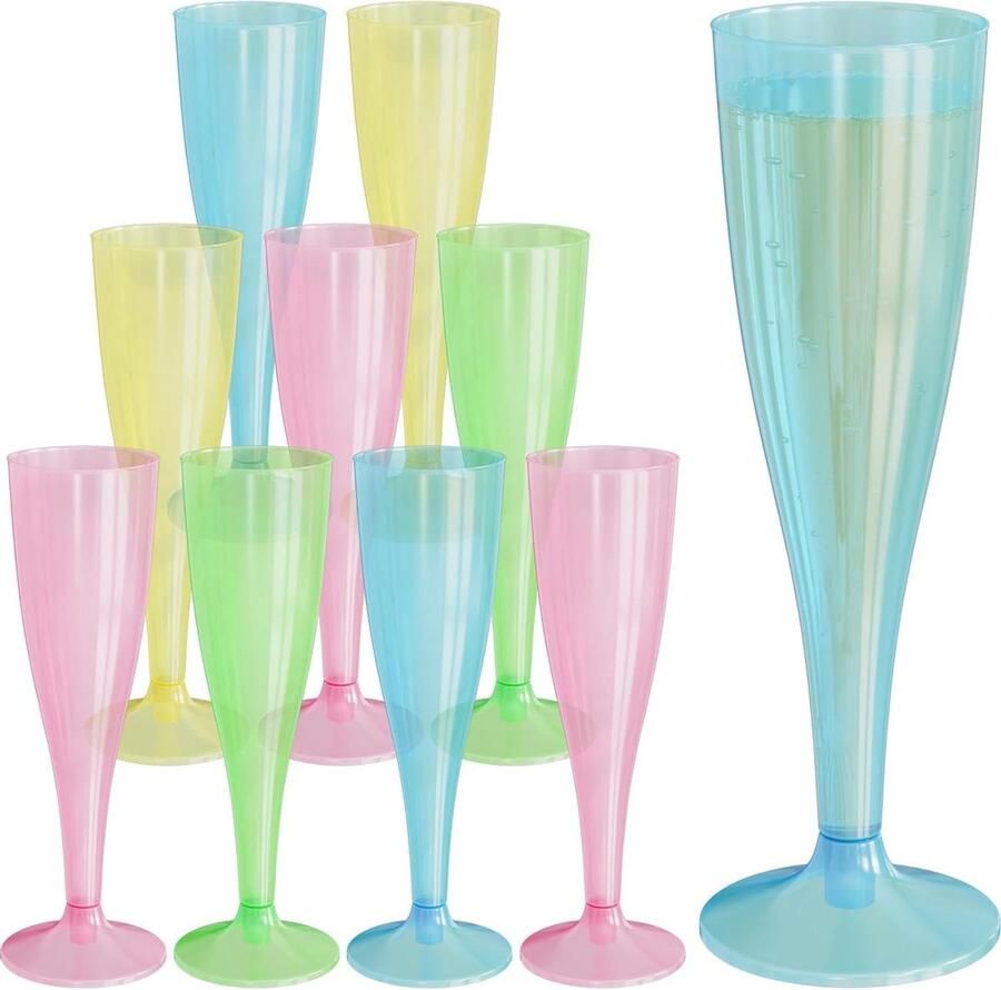 Champagneglazen set kunststof transparant 150 ml onbreekbaar BPA-vrij herbruikbaar 60 stuks