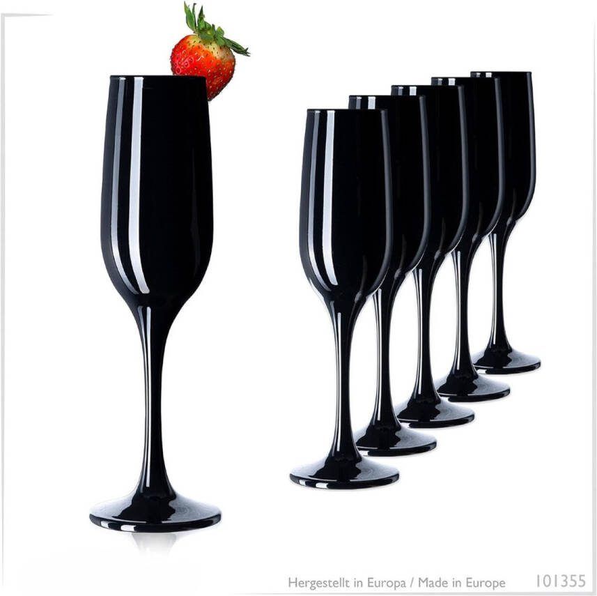 Champagneglazen Zwart Gecoate Set 6-Delig 210ML Champagneglas Vaatwasmachinebestendig tot 60 °C