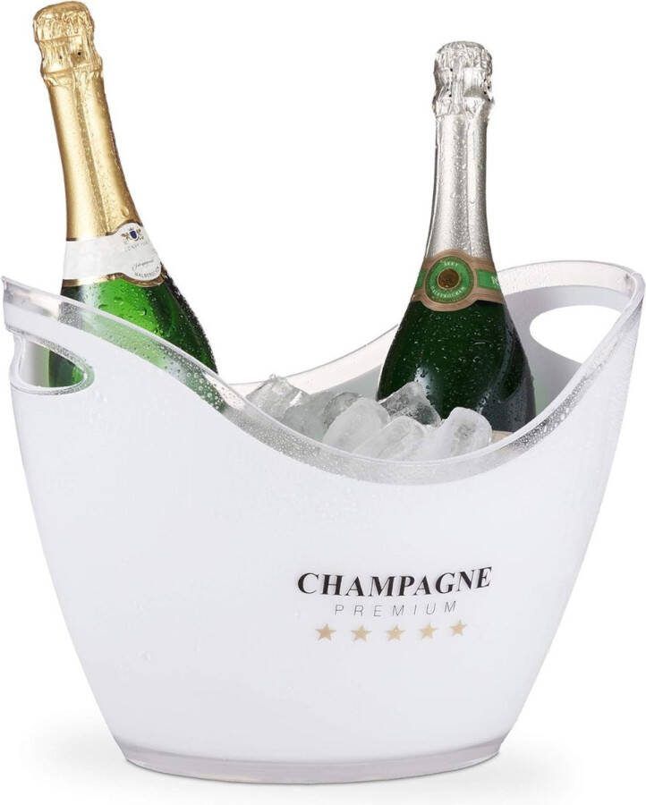 Champagnekoeler Met Handvaten 6L Premium Ijsemmer Robuust Draagbaar Wijnkoeler Bierkoeler Wit