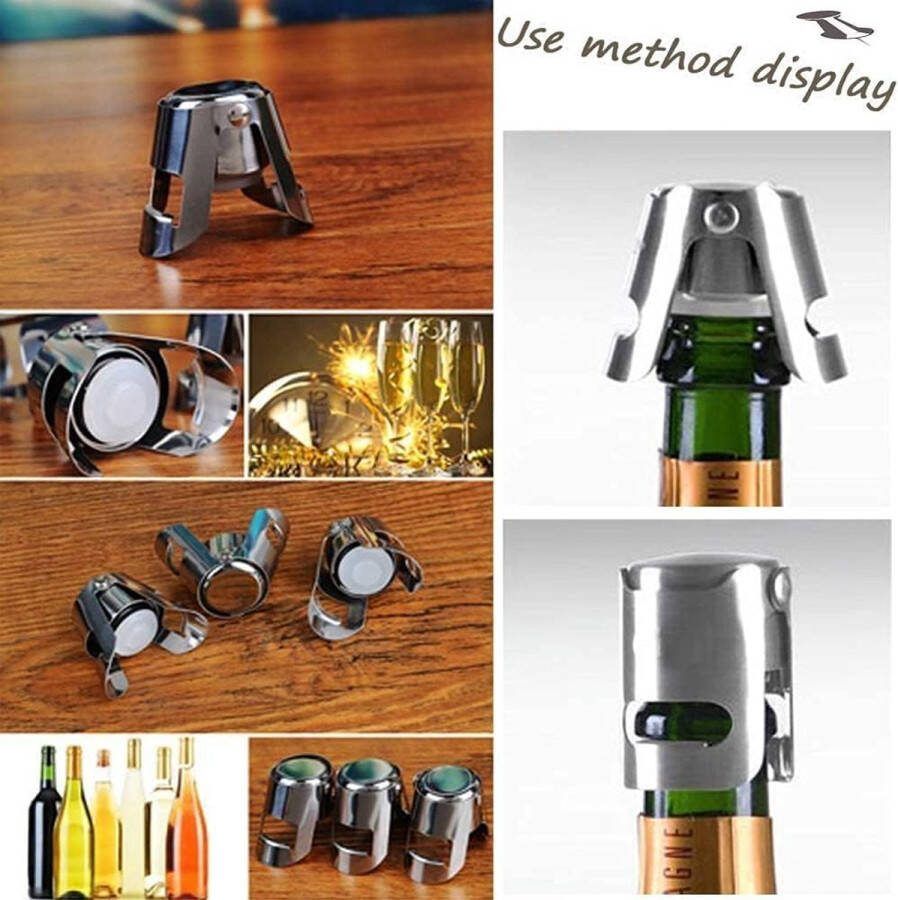 Champagnesluiting wijnstop van roestvrij staal vacuümsluiting super afdichting 3 stuks