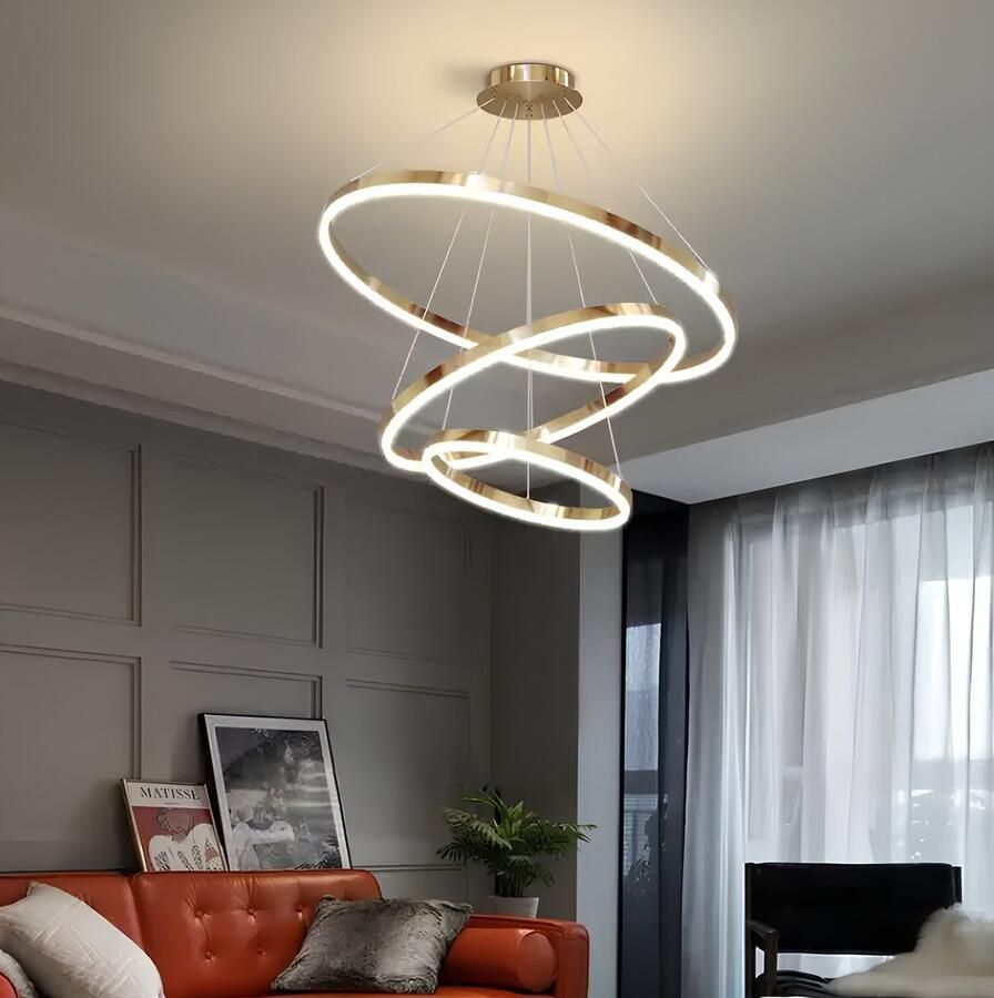 Chandelix Luxe Crystal Hanglamp Woonkamer Ringen met Afstandsbediening en App Dimbaar In hoogte verstelbaar Woonkamer verlichting Slaapkamer verlichting Smartlamp Ringlamp LED Crystal
