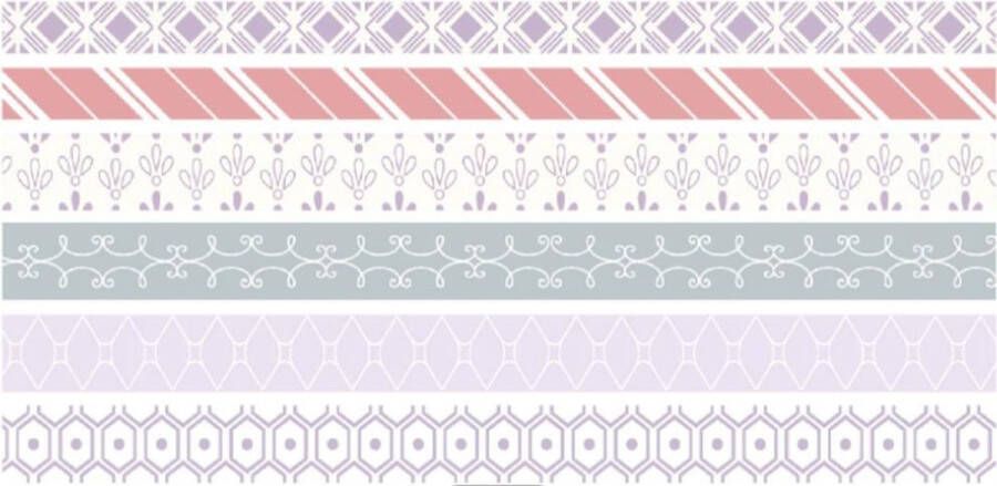 Merkloos Sans marque Charming Moonlight Washi Tapes | Multi Pack Washi Tapes | Paars Wit Roze | Zes Washi Tapes | Meerdere Masking Tapes | Washi Tapes Set | Afplaktape | Decoratietape | Patronen | Vormen | Inpakken | Versieren | Bullet Journal | Plakboeken | Decoreren