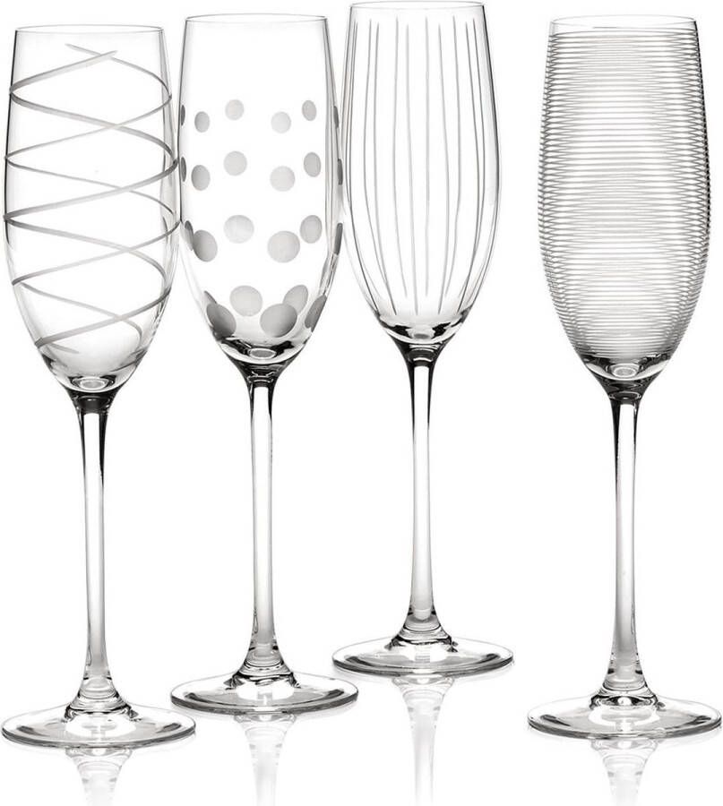 Cheers glazen champagneglazen set 4-delig champagneglazen met extravagante ontwerpen 250 ml